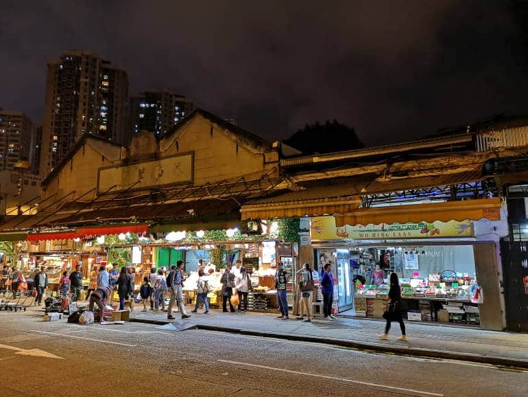 Yau Ma Tei Fruit Market by night in Kowloon