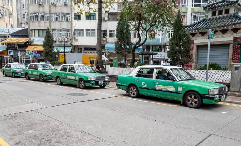 Green (New Territories) Hong Kong taxis in Tai Po
